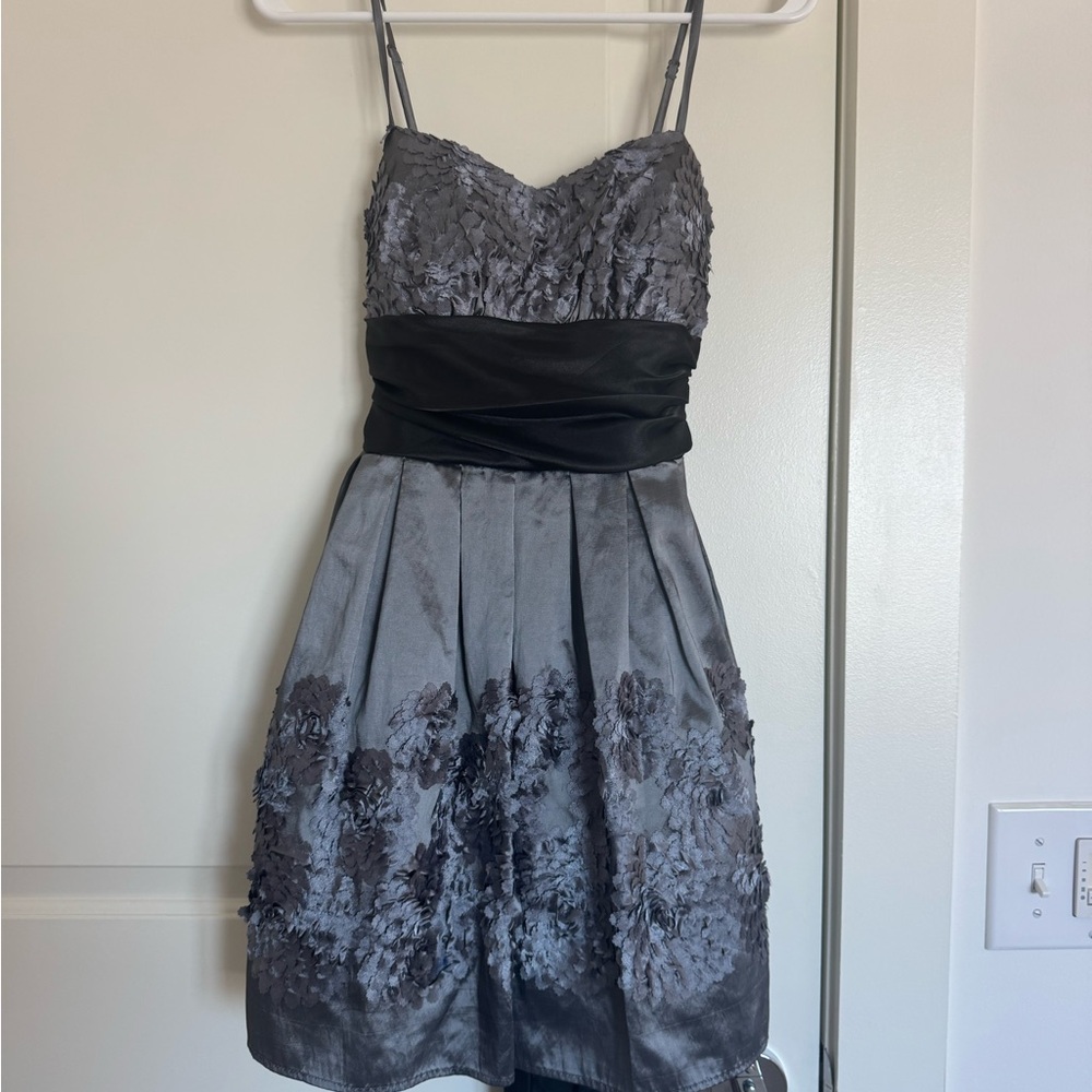 Grey Floral Mini Dress
